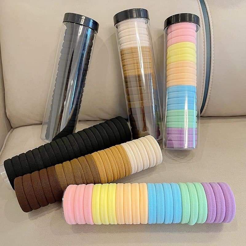 Hộp 20 Chun Buộc Tóc Màu Trơn Bền Đẹp Cho Bạn Nữ