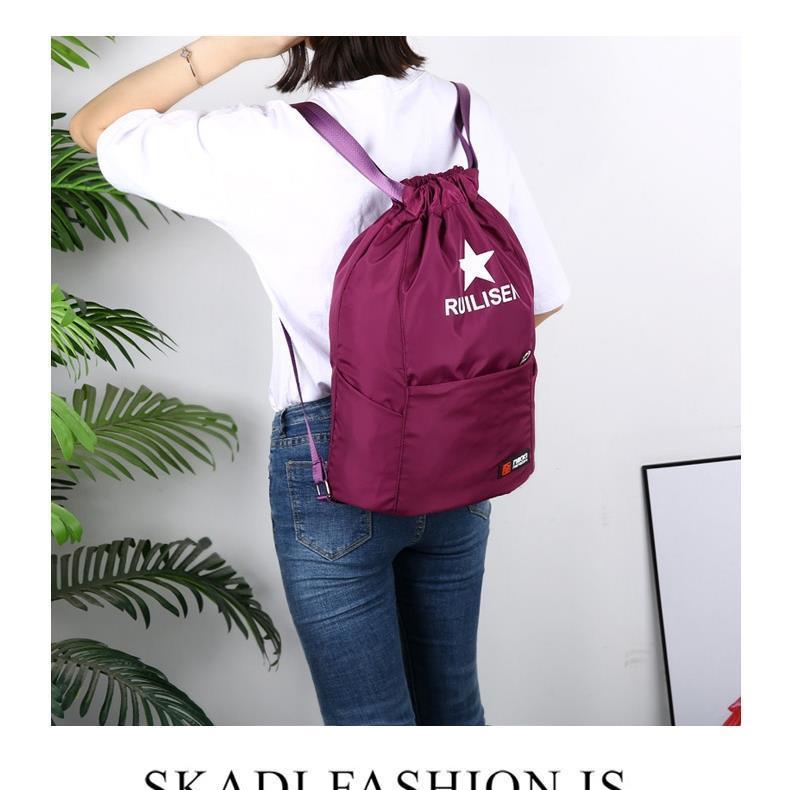 Ba Lô Dây Rút Bằng Vải Oxford Siêu Nhẹ Sức Chứa Lớn Cho Nữ