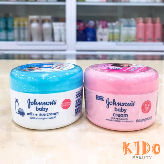 Kem Dưỡng Da, Dưỡng Ẩm Cho Bé JOHNSON'S BABY Milk+Rice Baby Cream / Cream 50g - Kem dưỡng thể nắp xanh/nắp hồng