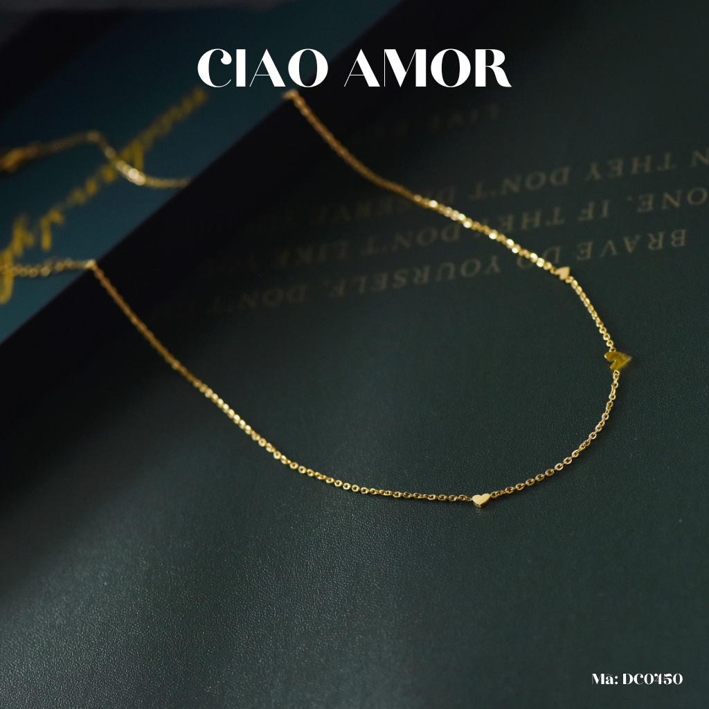 Dây chuyền nữ, Vòng cổ nữ xinh xắn đơn giản 3 trái tim nhỏ basic Trang sức Ciao Amor - DC0450