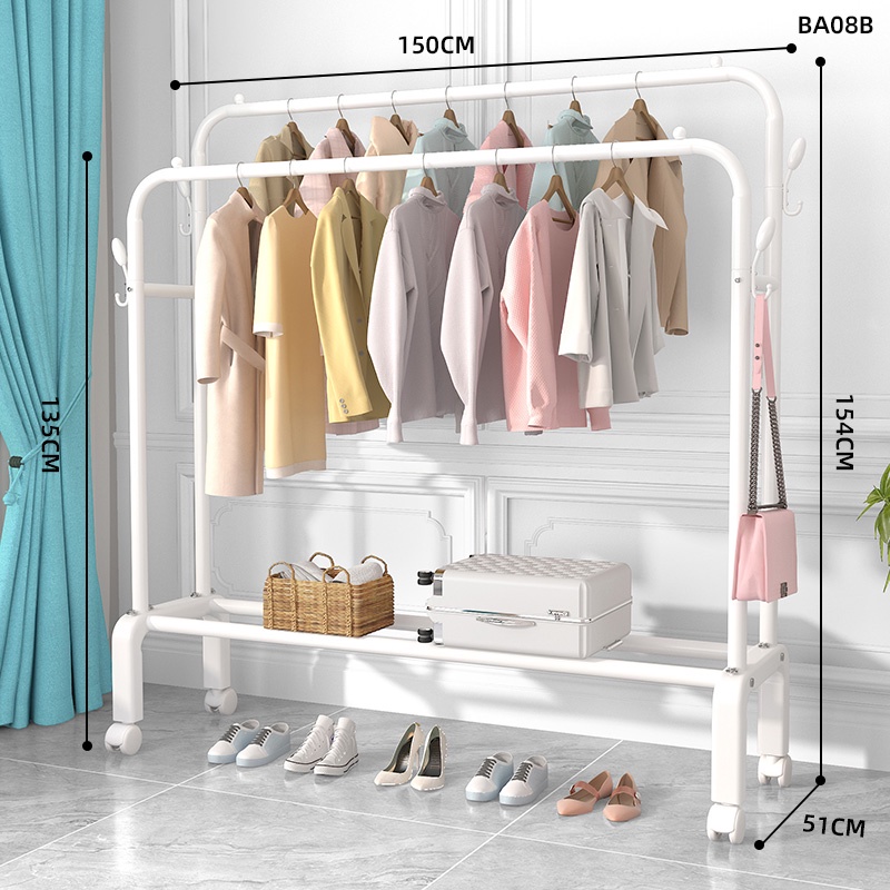 Gía treo đồ quần áo, giày dép Rộng 150CM có 1 hoặc 2 tầng trong nhà, ký túc xá sinh viên giá rẻ - BLUE DEER