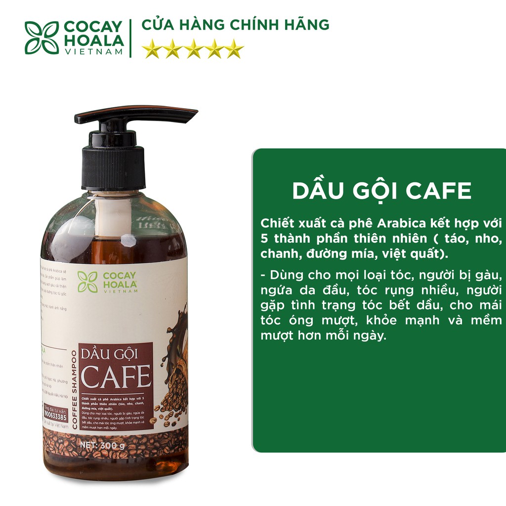 Dầu Gội Cà Phê Sạch Gàu Giảm Ngứa Phục Hồi Tóc Hư Tổn Cocayhoala 300g