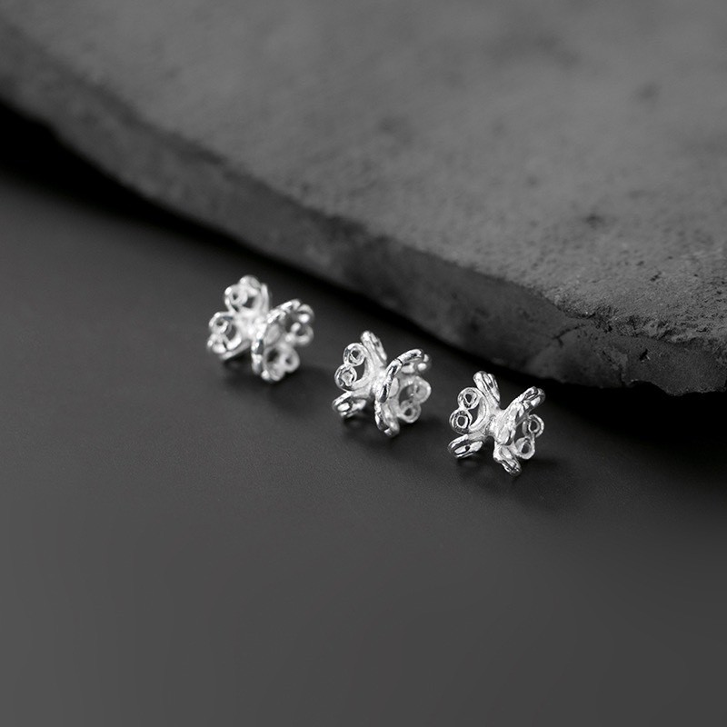 Charm bạc 925 chụp hạt, bọc hạt họa tiết hoa văn