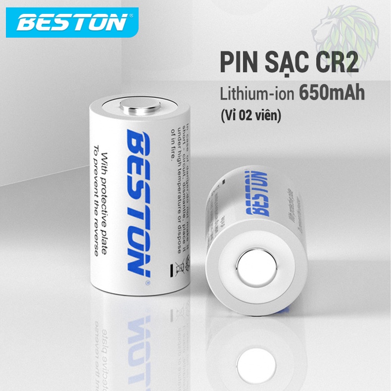 Vỉ 02 Pin Sạc CR2 Beston 300mAh dùng cho máy ảnh, máy đo khoảng cách, gậy chơi gold, ống nhòm (hàng chính hãng)