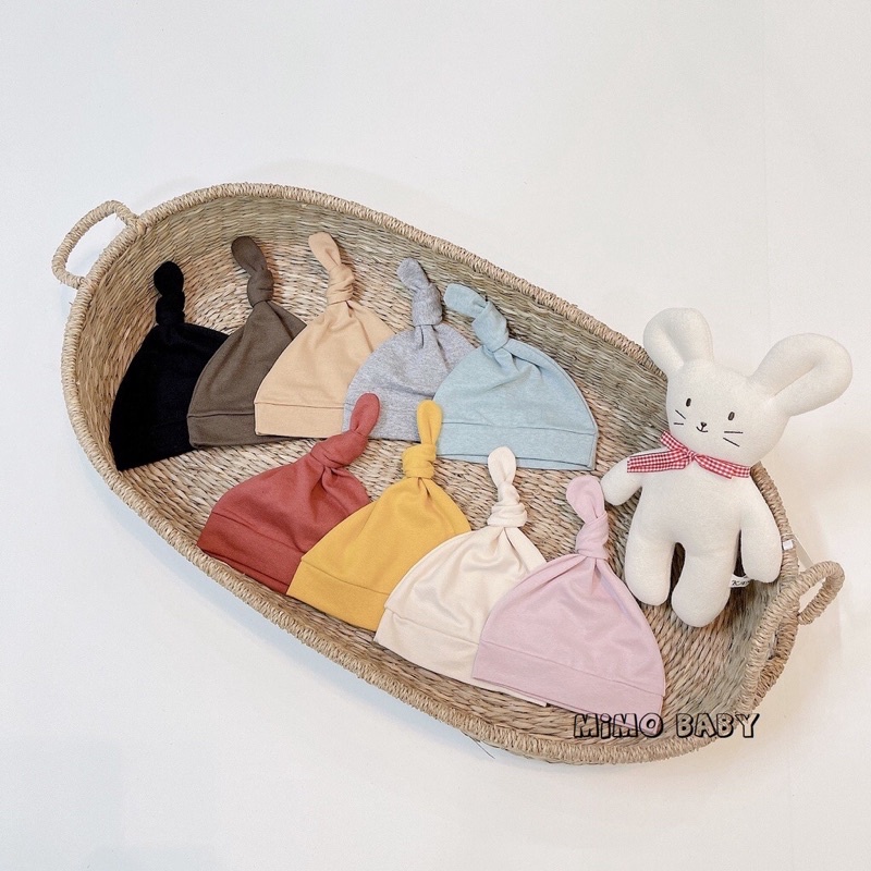 mũ cotton thắt nút siêu đẹp cho bé từ 0-6 tháng