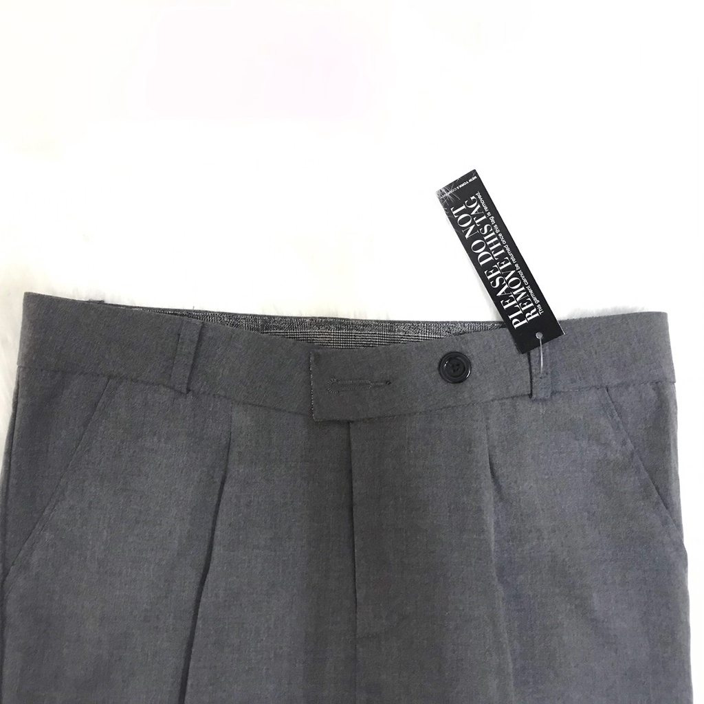 Quần Baggy quần tây công sở nữ lưng cao 2 nút ngang màu xám cực cute luôn nha | BigBuy360 - bigbuy360.vn
