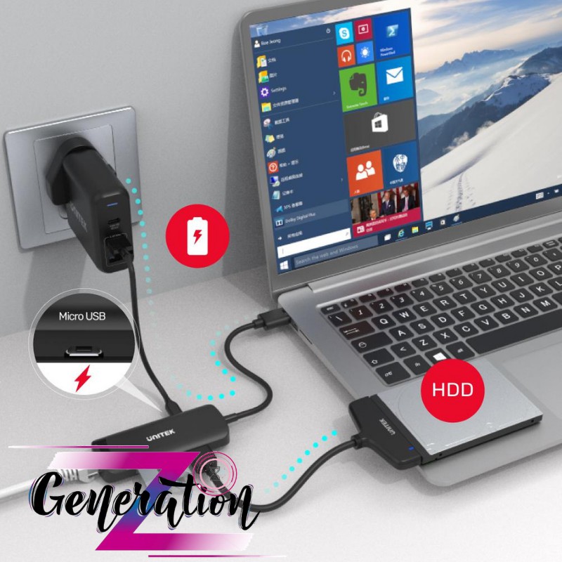 BỘ CHIA 3 CỔNG USB 3.0 + LAN UNITEK H1111A - HUB USB 3P 3.0 + LAN UNITEK H1111A