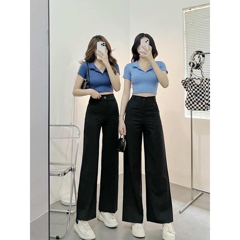 [Mẫu Mới]-Quần vải tây ống suông Nữ lưng cao ôm Body tôn dáng dài 100cm kiểu dáng Hàn Quốc.M-8045