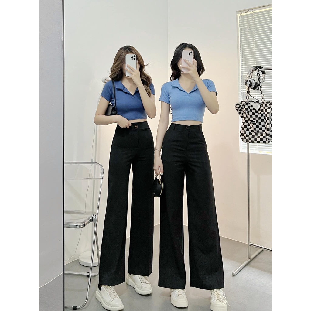 Quần ống suông nữ big size lưng cao ôm body gen eo dáng dài 103cm form basic sang xịn.M45