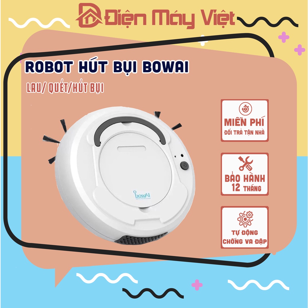 [Hàng Nội Địa] Robot hút bụi Bowai thông minh, Robot lau nhà tự động công nghệ AI 3 trong 1 - Bảo Hành 12 Tháng