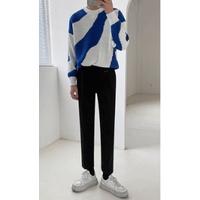 Áo  sweater nhuộm màu tay dài dáng rộng phong cách hong kong thời trang cho nam áo len thời trang hàn quốc sọc áo dài tay from rộng unisex fashion sweater
