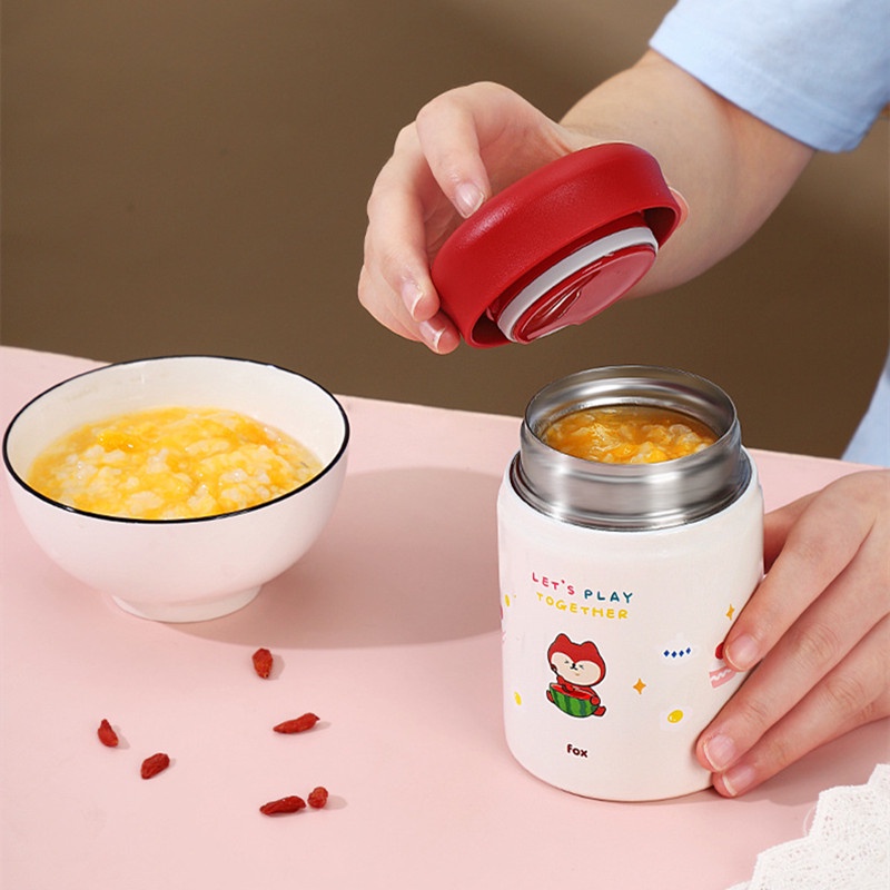 Hộp Đựng Cơm Trưa Giữ Nhiệt Bằng Thép Không Gỉ 304 320ml Kiểu Dáng Hoạt Hình Dễ Thương