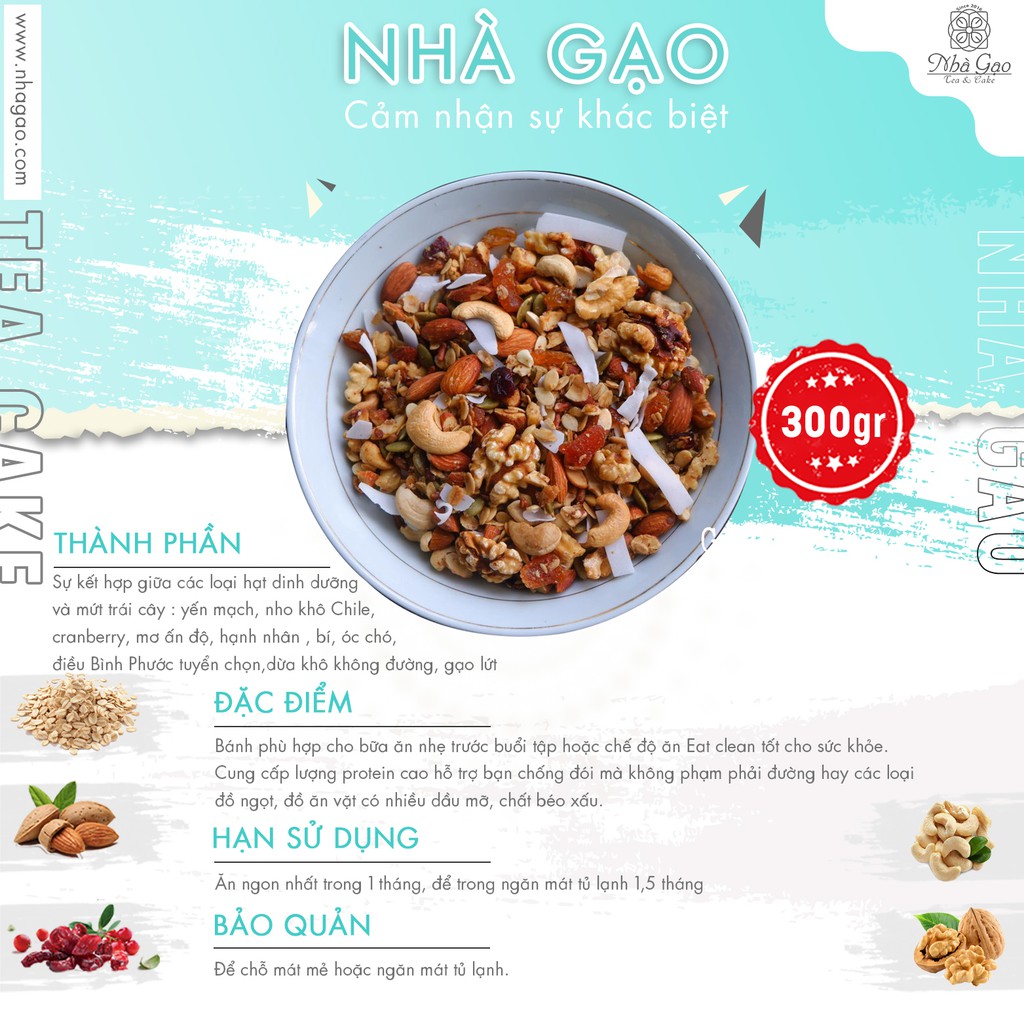 [Mã GROSALE giảm 10% đơn 150K] Granola vị truyền thống siêu hạt dinh dưỡng Nhà Gạo