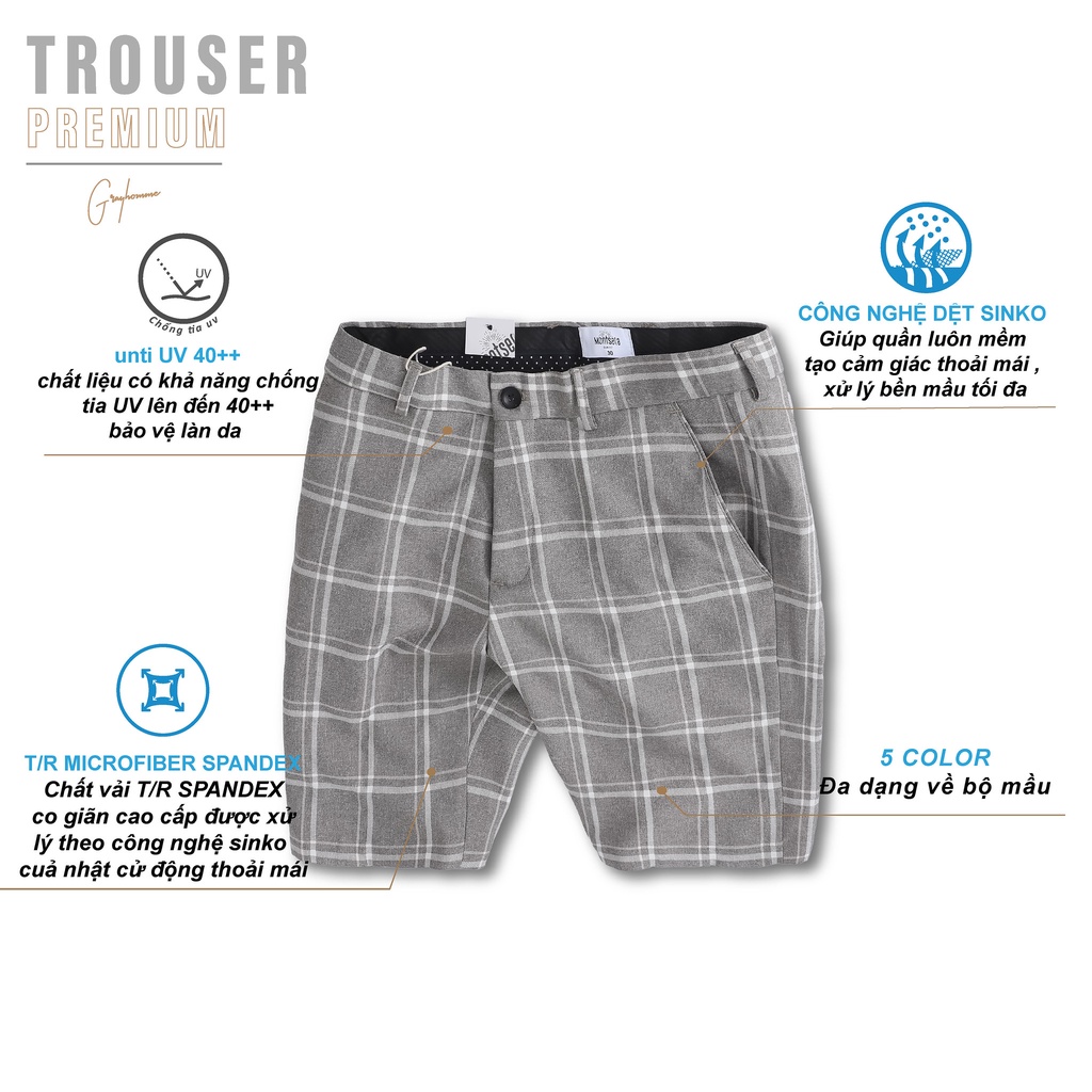Quần Short Âu Kẻ Sọc GRAYHOMME Vải Cotton Co Giãn Nhẹ Kiểu Dáng Âu Trẻ Trung Năng Động - BT112