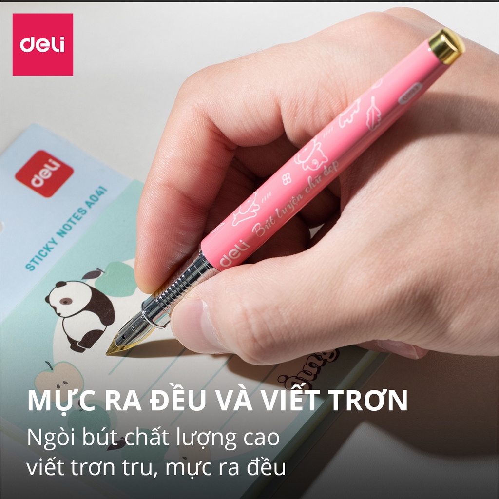 Bút máy kim loại Deli họa tiết đáng yêu  CQ893 / Bút mực luyện chữ đẹp Q893