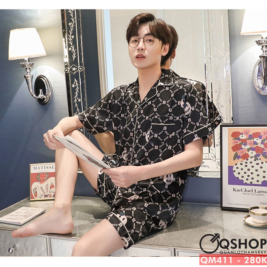 BỘ ĐỒ PIJAMA NAM QUẦN NGẮN, TAY NGẮN QM411