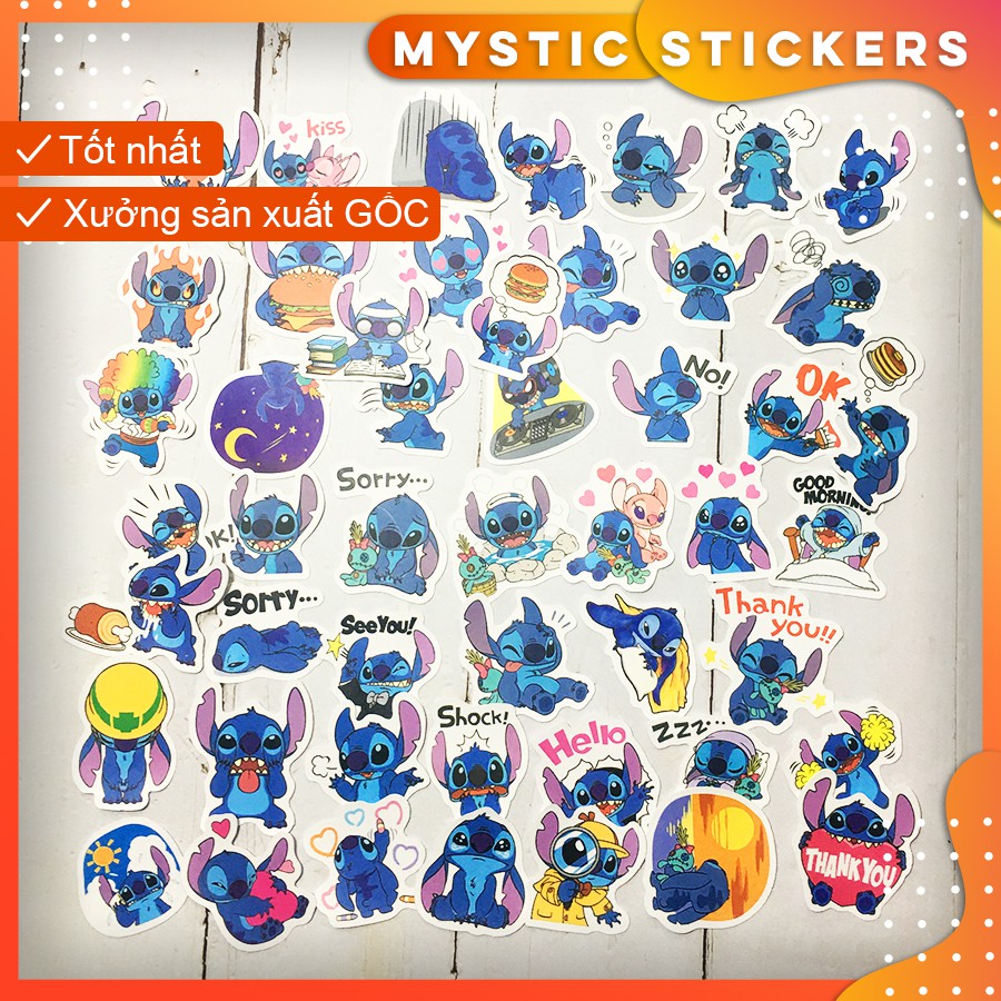 [STITCH MINI] Set 50 sticker chống nước size 5cm, dán điện thoại, sổ, bullet journal, xe máy, mũ bảo hiểm ...