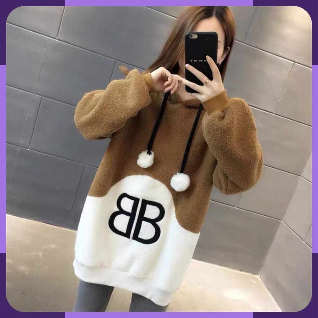 Áo hoodie nữ form rộng BIZZIB áo nỉ bông siêu cute HD2