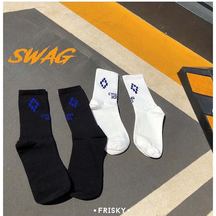 Vớ - Tất MARCELO BURLON SOCKS Vớ CỔ CAO bóng rổ hip-hop đường phố Âu Mỹ