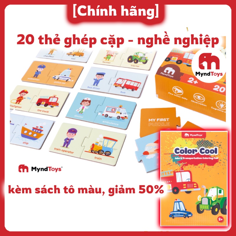 Đồ Chơi Xếp Hình MyndToys My First Puzzle - Jobs &amp; Transportation (Chủ Đề Nghề Nghiệp) Dành Cho Bé Trên 2 Tuổi