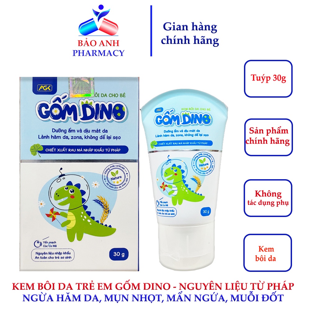 Kem bôi da cho bé GỐM DINO – Bôi hăm da, Zona, Côn trùng cắn, không để lại sẹo, Dưỡng ẩm, làm mát da – NL nhập khẩu Pháp
