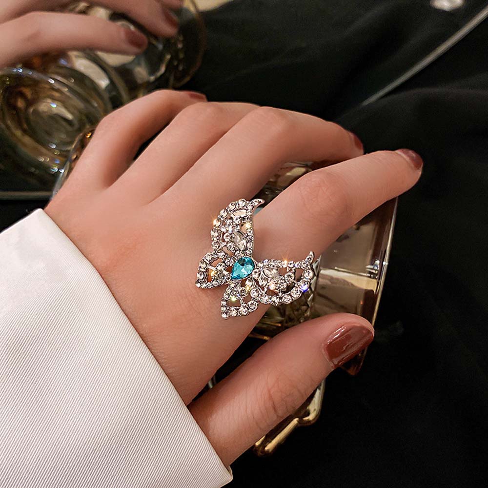 Nhẫn Hở Chất Liệu Hợp Kim Hình Bướm Đính Đá Xinh Xắn Thời Trang Cho Nữ