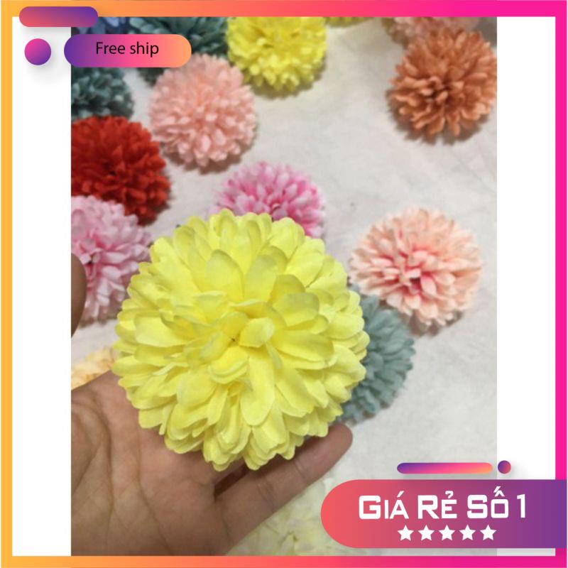Đầu bông cúc xù_cúc bing bong 7cm_hoa giả, hoa lụa