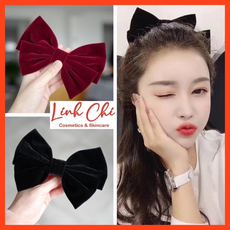 Kẹp Tóc Nơ Vải Nhung Xinh Xắn Phong Cách Hàn Quốc