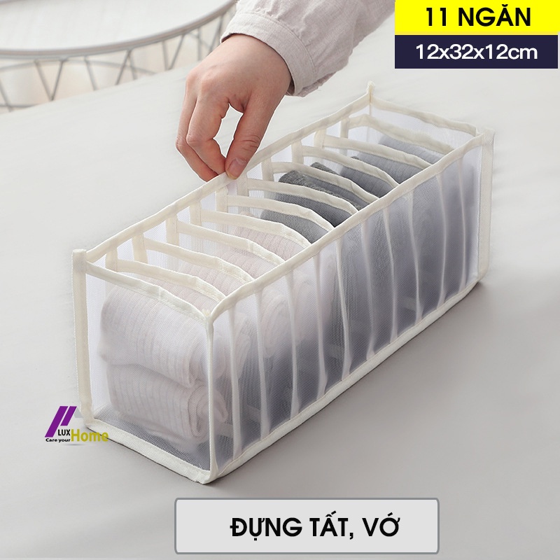 Hộp đựng đồ lót bằng vải lưới siêu bền, Khay đựng đồ lót, tất, 6 ngăn, 7 ngăn, 11 ngăn