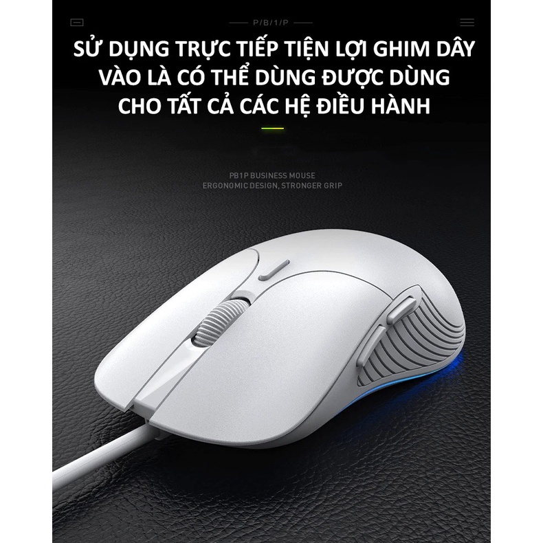 Chuột có dây INPHIC PB1P 6 nút với độ DPI lên đến 4800 phù hợp cho game thủ, văn phòng, photoshop - NK