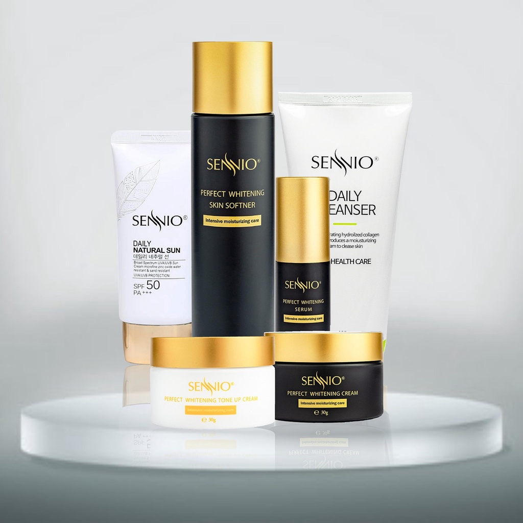 Bộ 6 sản phẩm kem dưỡng da Sennio Perfect Whitening Skin Care Set 6 Combo dưỡng ẩm trắng da cao cấp SNO 818