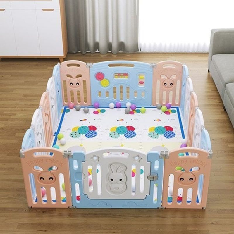 Cũi Quây Thỏ- Nhựa Cao Cấp Cho Bé❤️ Rào Chắn , Cũi Nhựa(tặng 100 bóng, 1 thảm 1m6-2m)