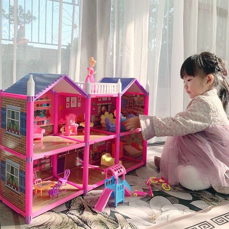 Bộ Đồ Chơi Lắp Ráp Ngôi Nhà Búp Bê Barbie Tự Làm Dễ Thương Cho Bé