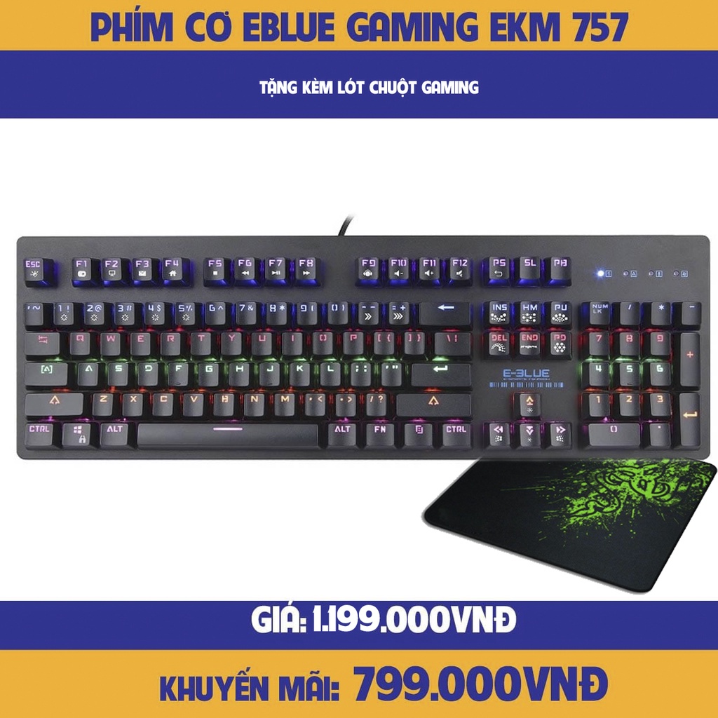 Bàn phím cơ Eblue Mazer EKM757 Blue switch-hàng chính hãng