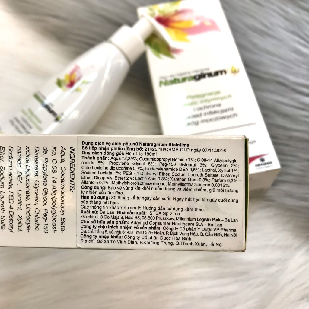 DUNG DỊCH VỆ SINH PHỤ NỮ NATURAGINUM BIOINTIMA 100ML