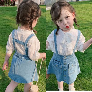 Đầm yếm denim cho bé gái phong cách hàn quốc
