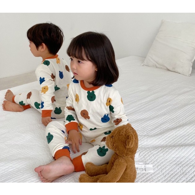 Bộ đồ 2 mảnh áo tay dài và quần dài họa tiết thỏ nhiều màu sắc dành cho bé