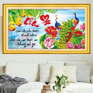 Tranh đính đá cha mẹ 106x55cm vs057