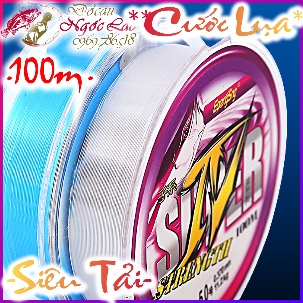 Cước câu cá 100m hàng tốt Lụa Nilon Chịu tải cao, Chống xước, Công nghệ Đức, nguyên liệu Nhật