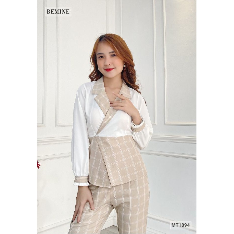 Sét vest dài phối caro BEMINE MT1894NAU