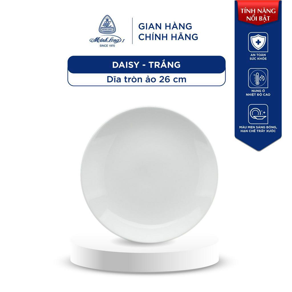 Dĩa Tròn Ảo Sứ Minh Long 26 cm - Daisy - Trắng