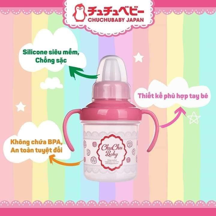 Cốc tập uống nước ChuChubaby (200ml) 5m+ màu hồng, màu xanh