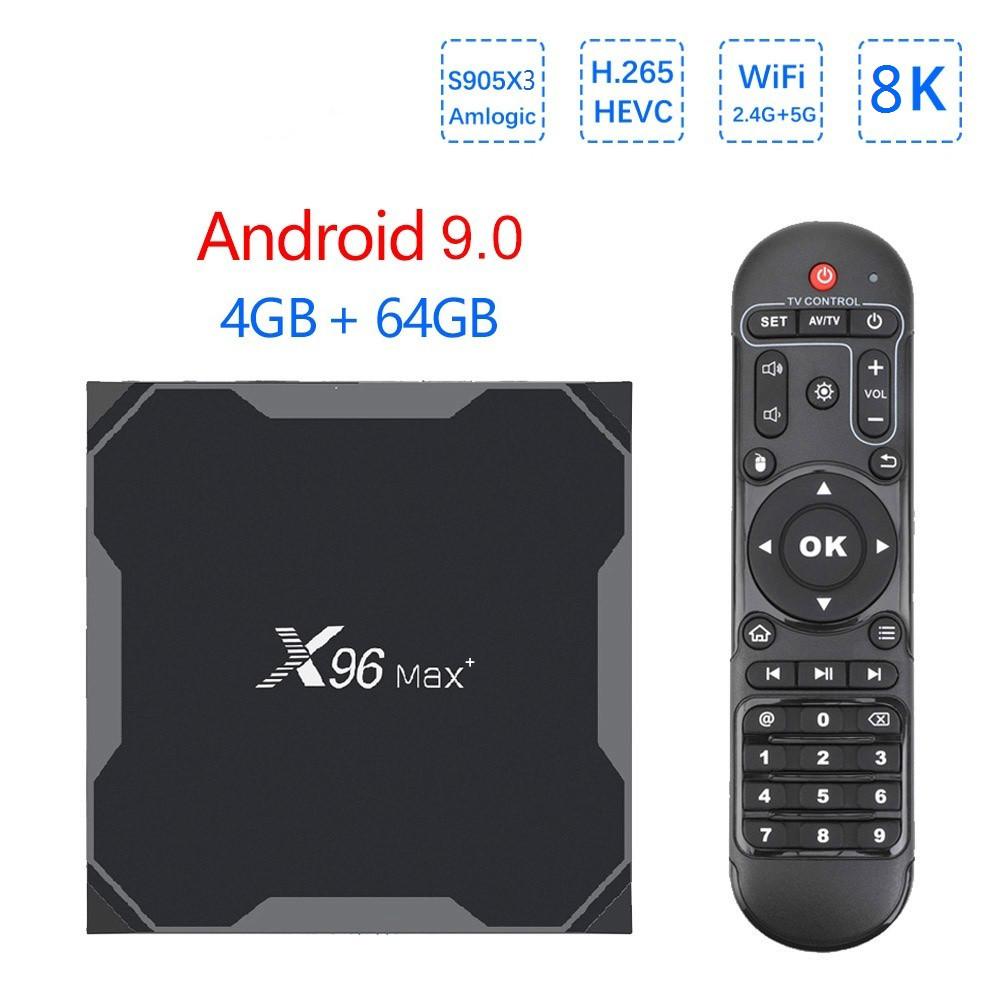 Tv Box Thông Minh Android 9.0 X96 Max Plus 4gb 64gb 32gb Amlogic S905X3 Quad Core 5.8ghz Wifi 1000m 4k 60fps