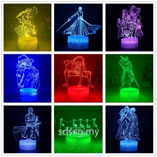 Đèn Ngủ Để Bàn 16 Màu Gradient Hình Nhân Vật Luffy Zoro Robin Sanji Ussop Sogeking Kèm Điều Khiển Từ Xa 3D