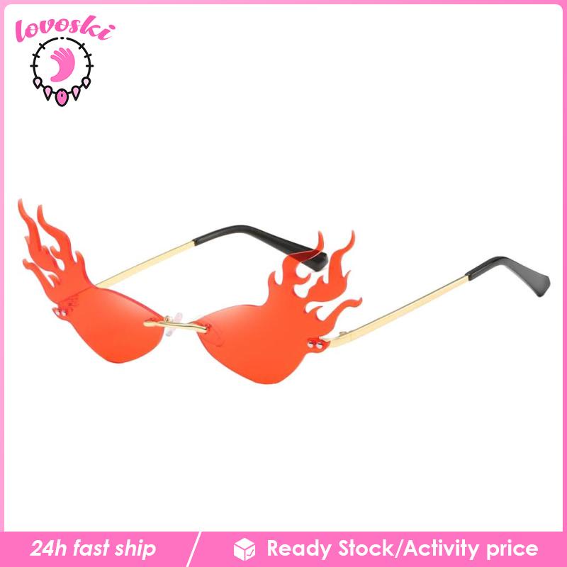 [Lovoski] Kính Mát Hình Ngọn Lửa Phong Cách Punk Cho Bữa Tiệc Đường Phố Màu Đen