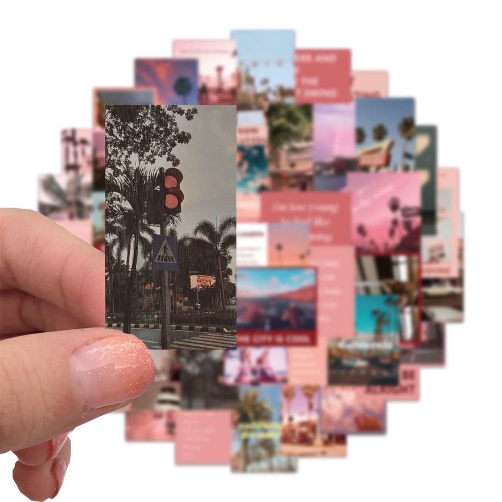 50 Sticker Dán Trang Trí Điện Thoại Ván Trượt Laptop Phong Cách INS Style California