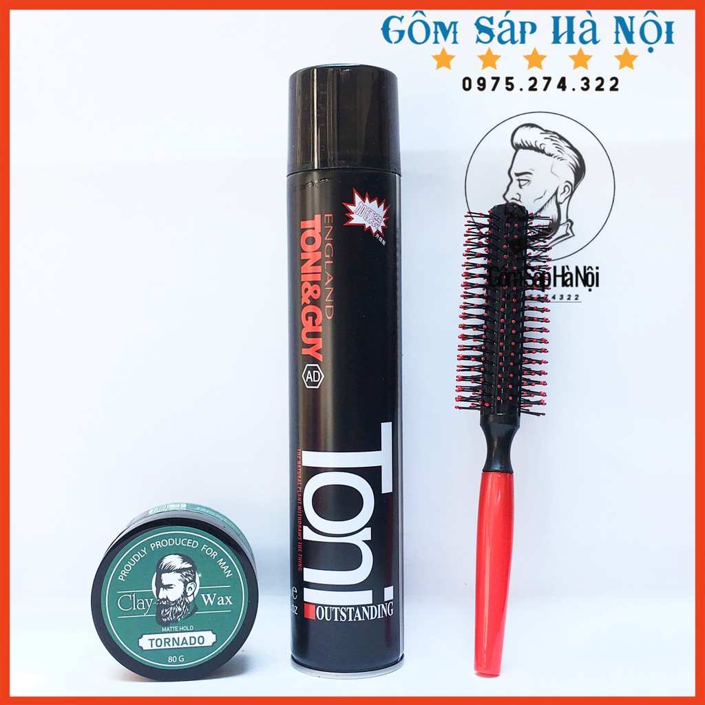 [ Siêu Giư Nếp ] Combo Gôm Tony + Sáp Vuốt Tóc Tornado Tặng Lược