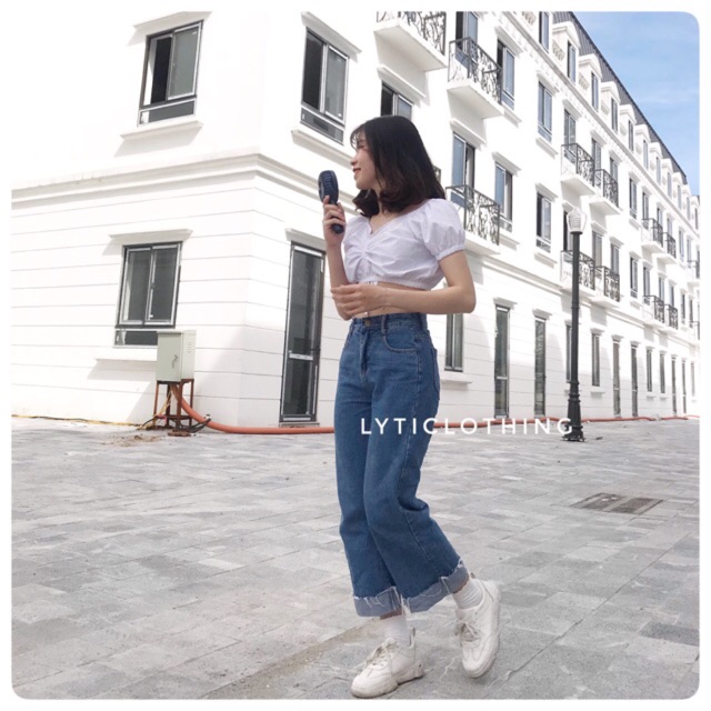 Quần jeans gấu gập