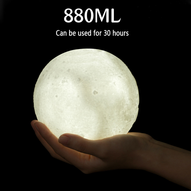 Máy phun sương tạo ẩm khuếch tán tinh dầu có đèn để bàn hình mặt trăng sạc usb