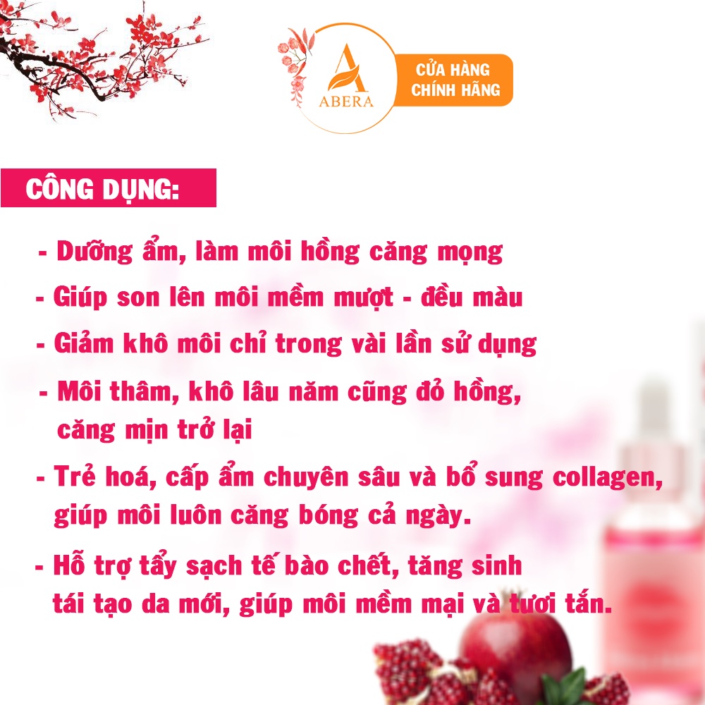 Serum hồng môi khử thâm Belina Abera 20ml - Dưỡng môi hồng căng bóng tự nhiên, giảm thâm môi, khô môi nứt nẻ nhanh chóng